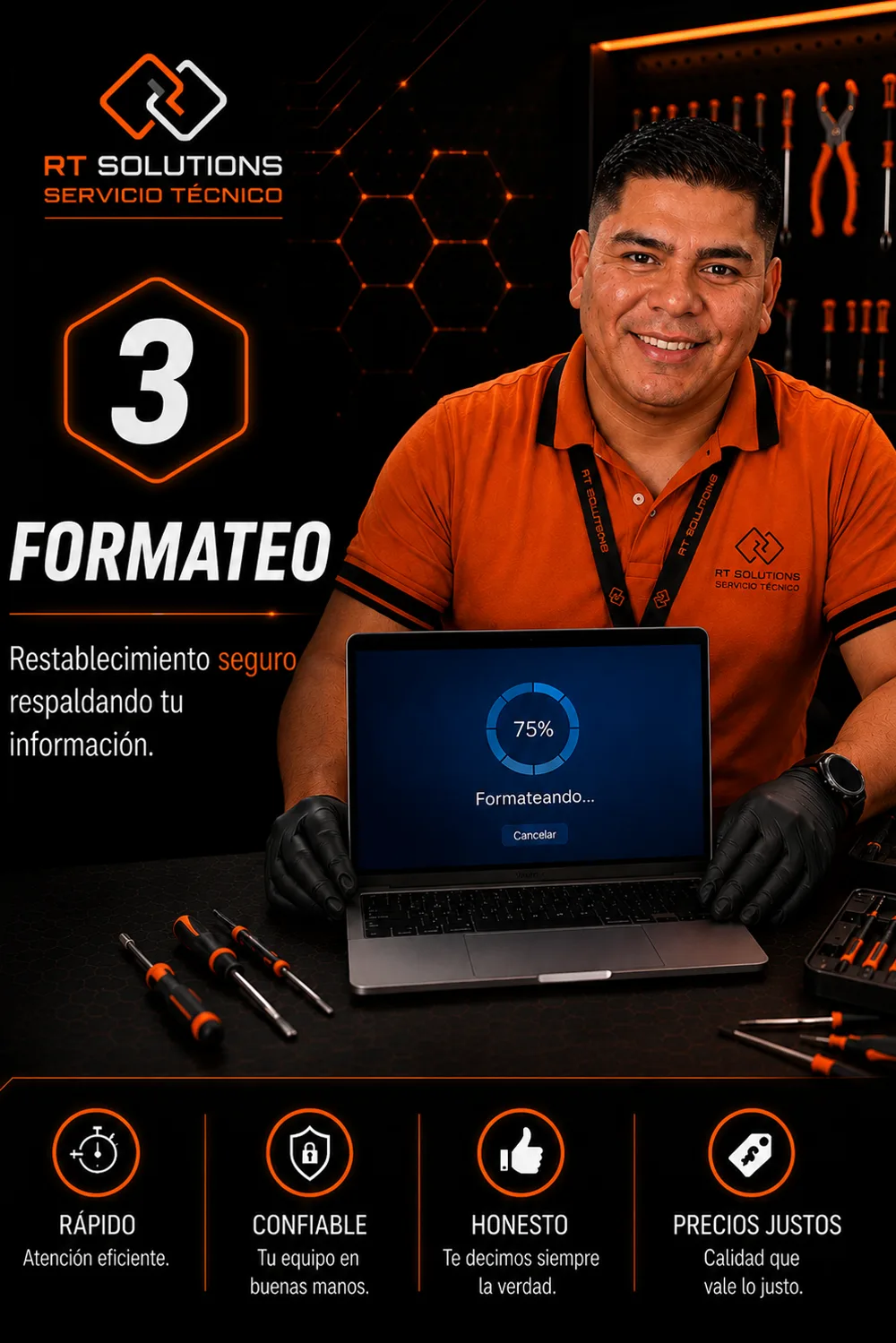 Paso 3 · Formateo seguro respaldando tu información